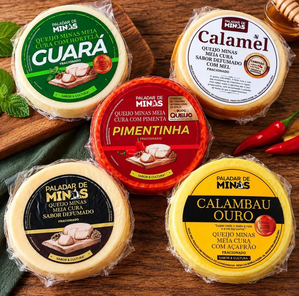 Kit com os cinco queijos Paladar de Minas